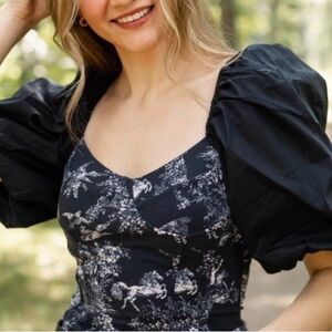 Free People Prairie Rose Body Suit Black